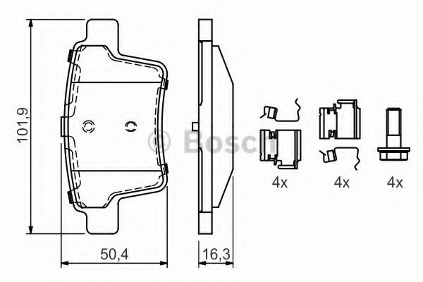 Купить 0986494076 Bosch Колодки тормозные задние, дисковые