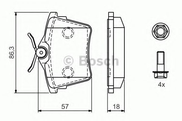 Купить 0986494095 Bosch Колодки тормозные задние, дисковые