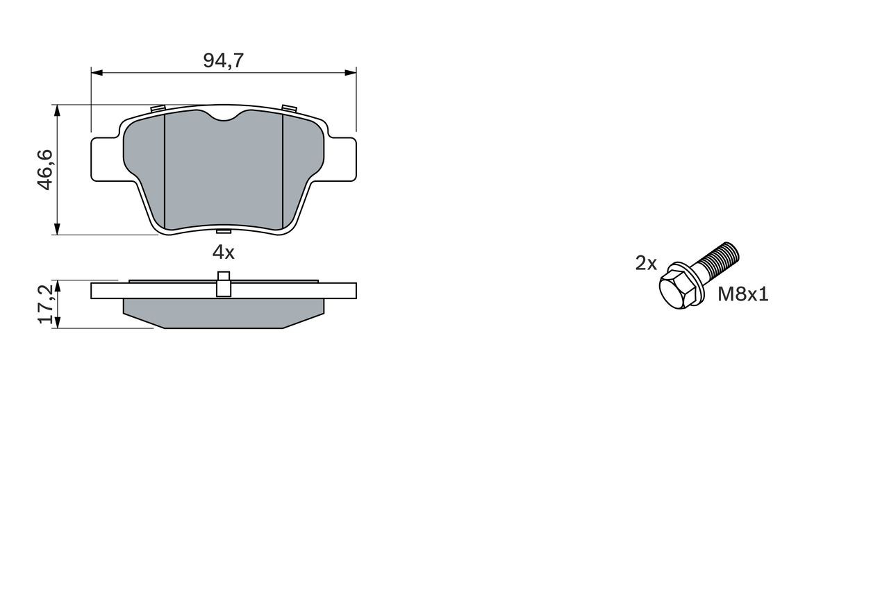 Купить 0986494099 Bosch Колодки тормозные задние, дисковые