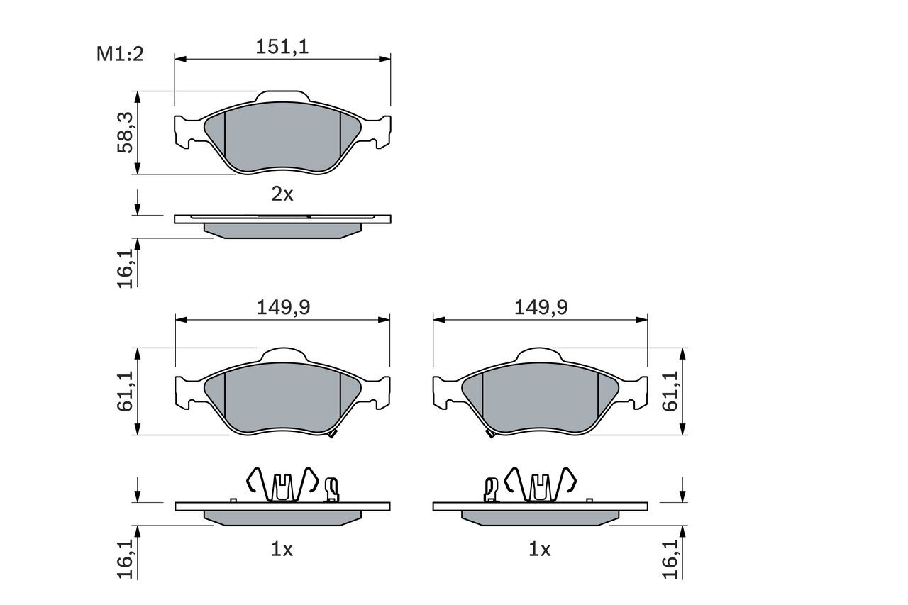 Передние тормозные колодки 0986494101 Bosch