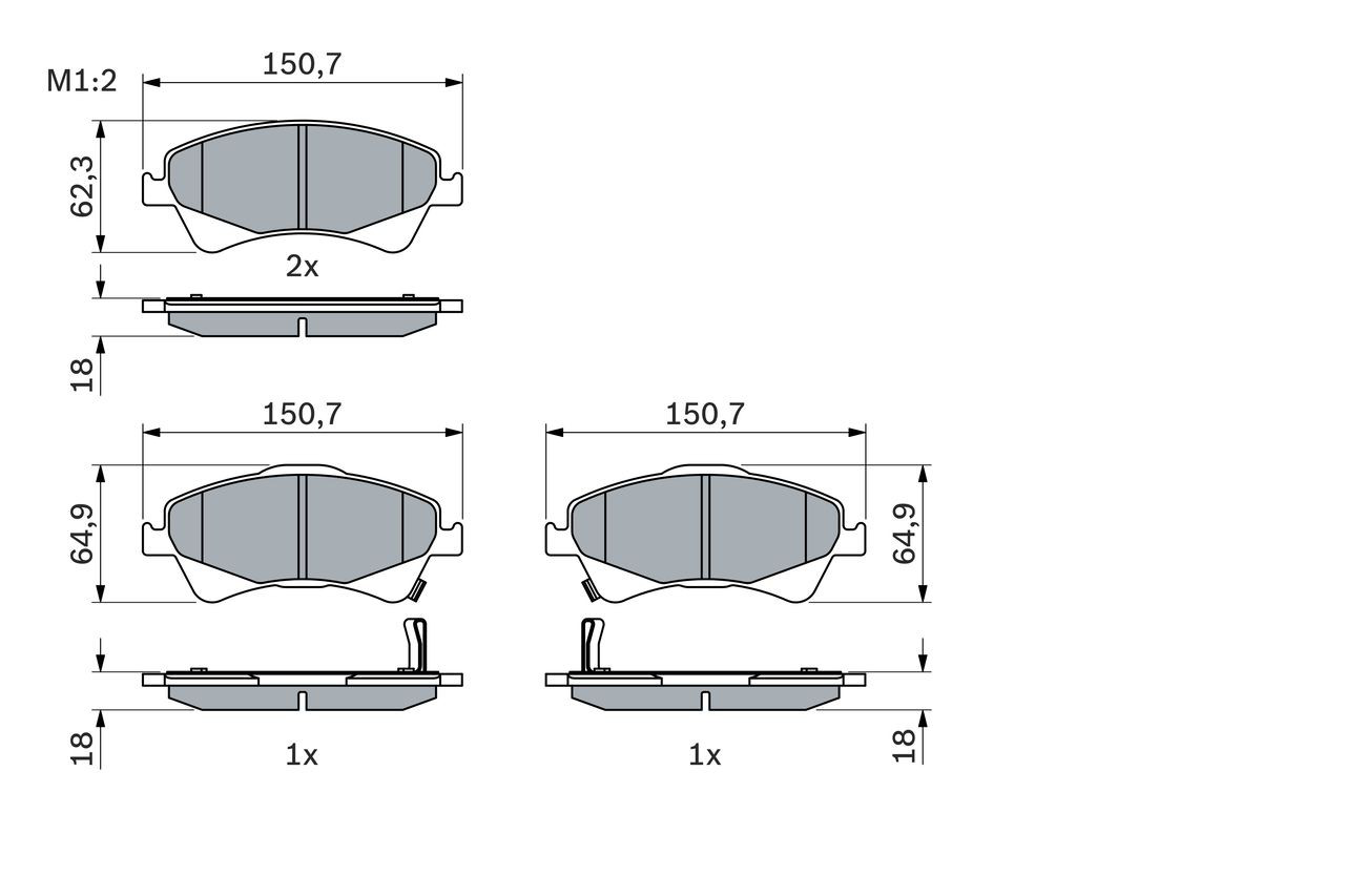 Передние тормозные колодки 0986494187 Bosch