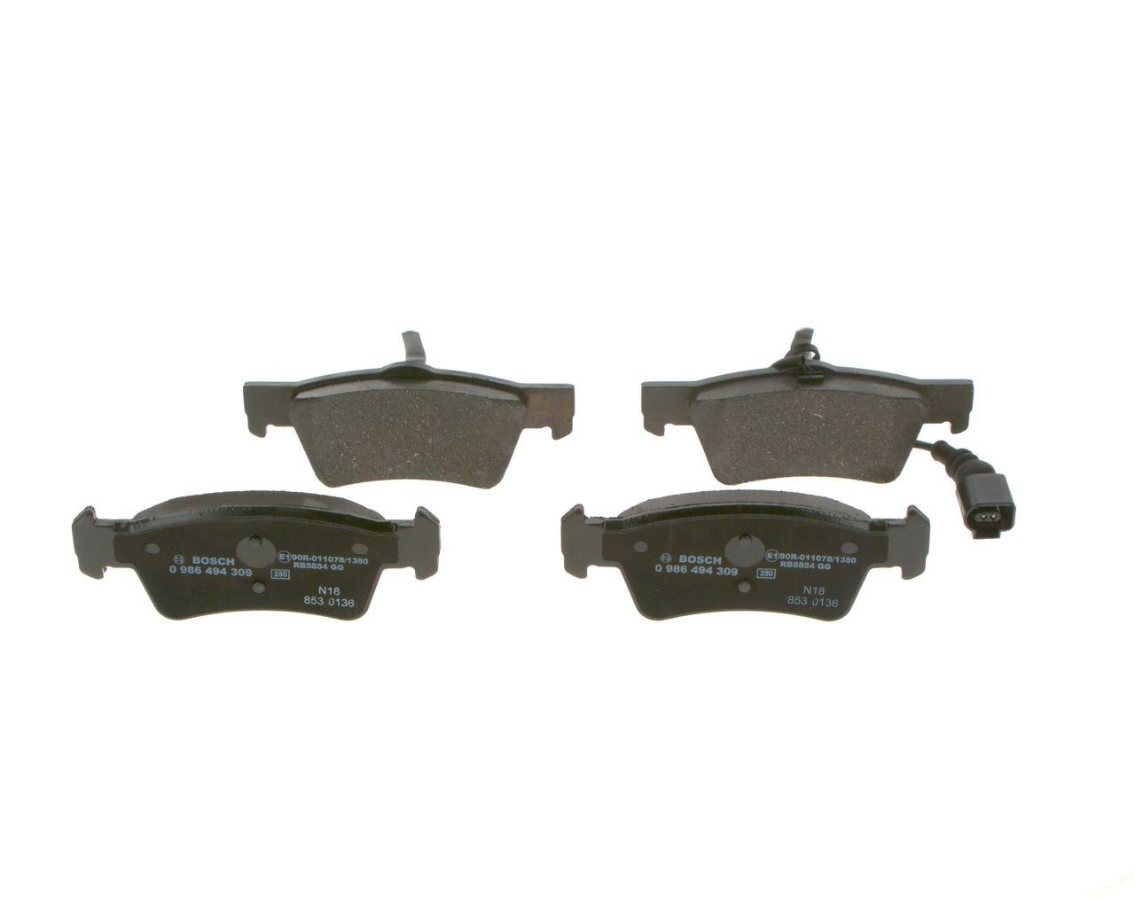 Купить 0986494309 Bosch Колодки тормозные задние, дисковые