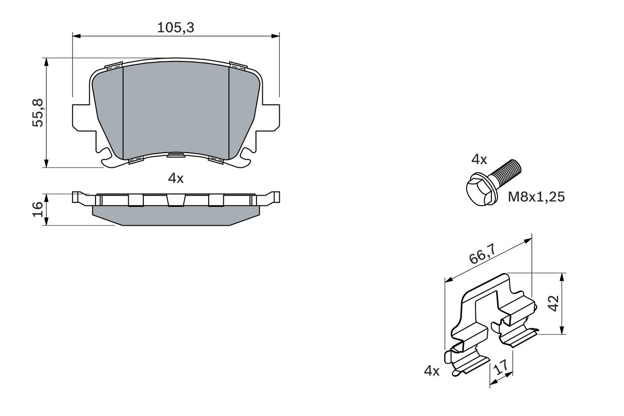 Купить 0986494595 Bosch Колодки тормозные задние, дисковые