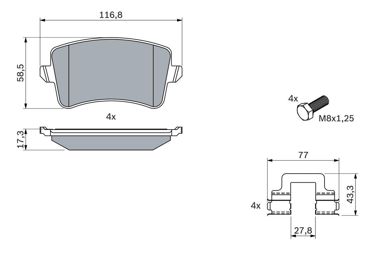 0986494733 Bosch Колодки тормозные дисковые комплект
