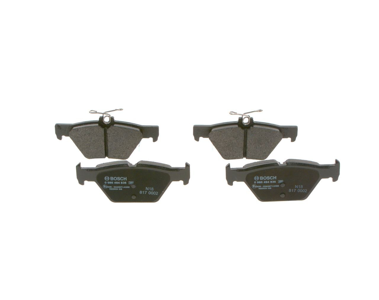 Купить 0986494836 Bosch Колодки тормозные задние, дисковые
