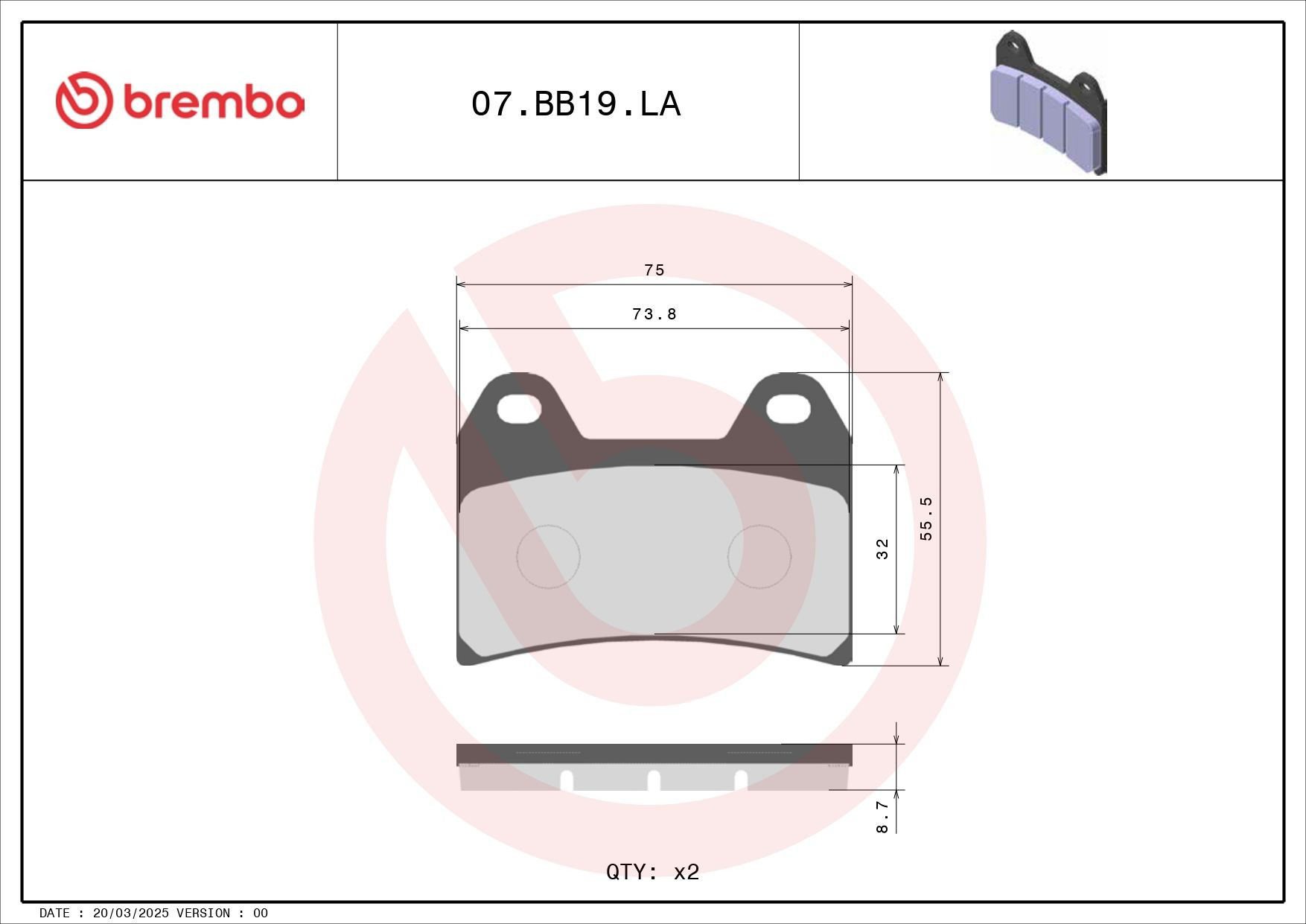 Купить 07BB19LA Brembo 