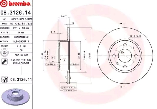 Тормозные диски 08312611 Brembo