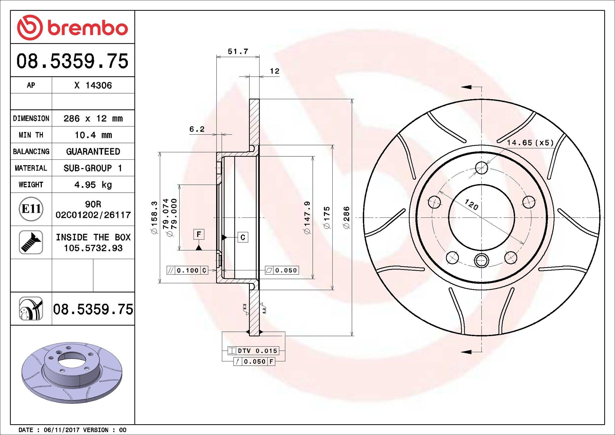 08535975 Brembo Диск тормозной передний