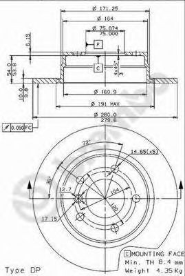 Купить 08536621 Brembo Диск тормозной задний