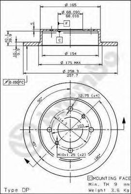 Задний дисковый тормоз Brembo 08544311