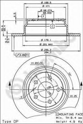 Купить 08556921 Brembo Диск тормозной задний