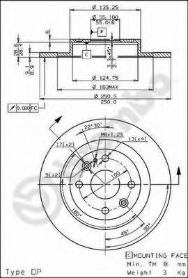 Купить 08685710 Brembo Диск тормозной задний