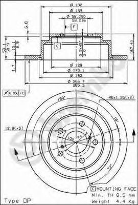 Купить 08689711 Brembo Диск тормозной задний