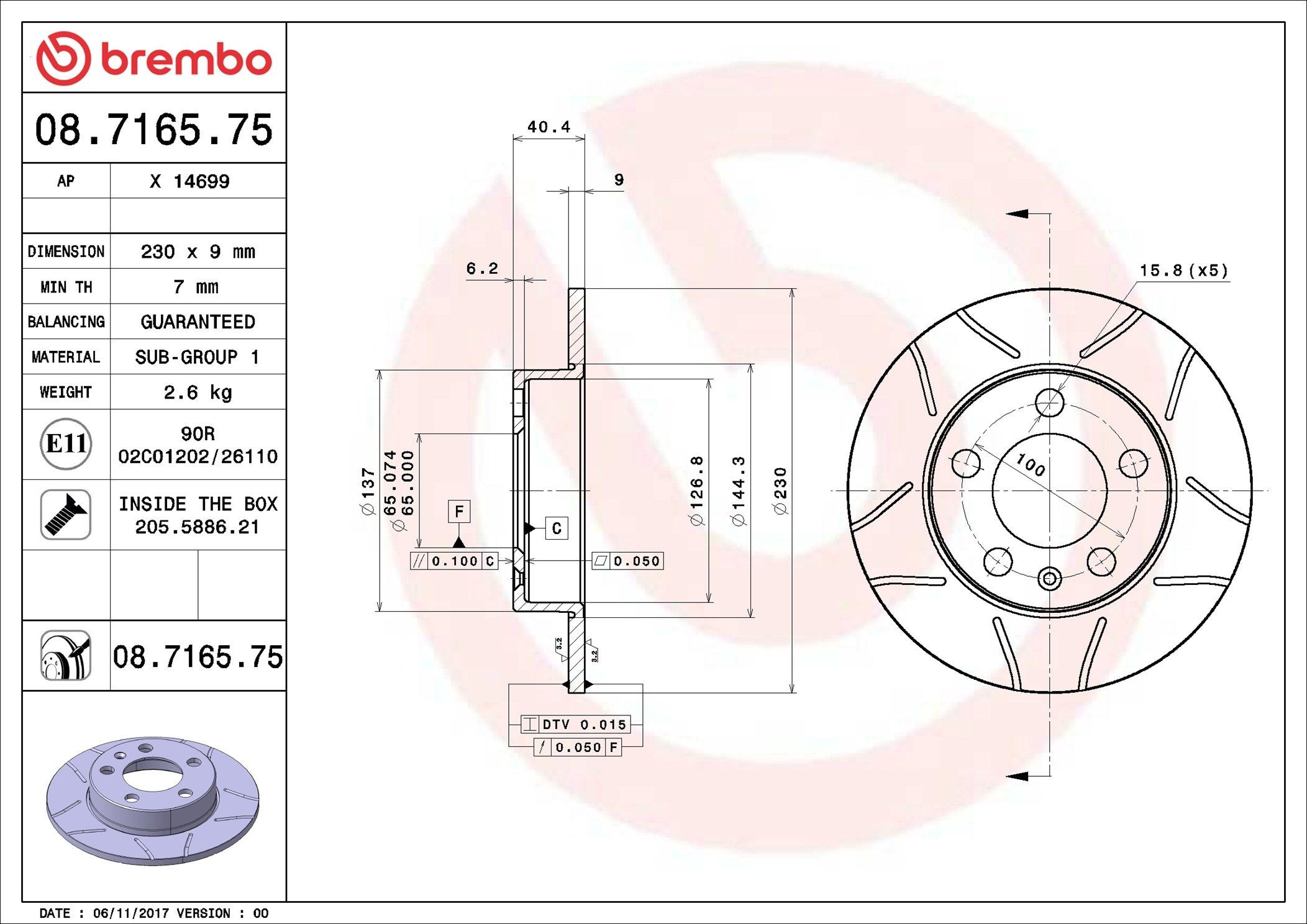 Тормозные диски 08716575 Brembo