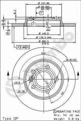 Купить 08728811 Brembo Диск тормозной задний