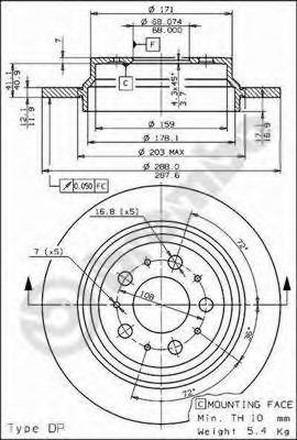 Задний тормозной диск Brembo 08776575 цена, от 38.40 USD