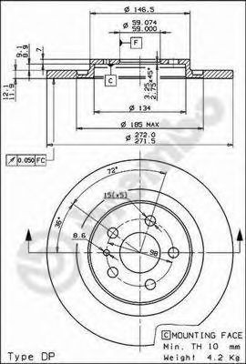 Задний дисковый тормоз Brembo 08795511