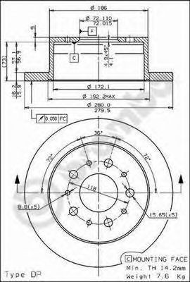 Тормозные диски 08809430 Brembo