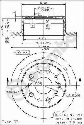 Задний тормозной диск Brembo 08809440 цена, от 51.31 USD