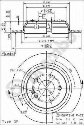 Задний тормозной диск Brembo 08840510 цена, от 37.75 USD