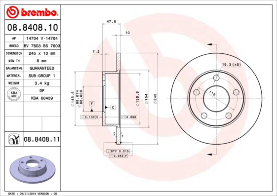 Тормозные диски 08840811 Brembo