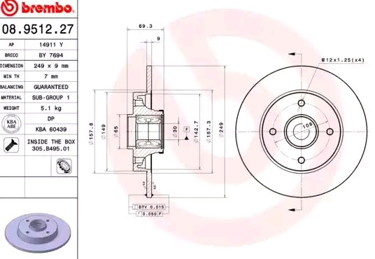 Тормозные диски 08951227 Brembo