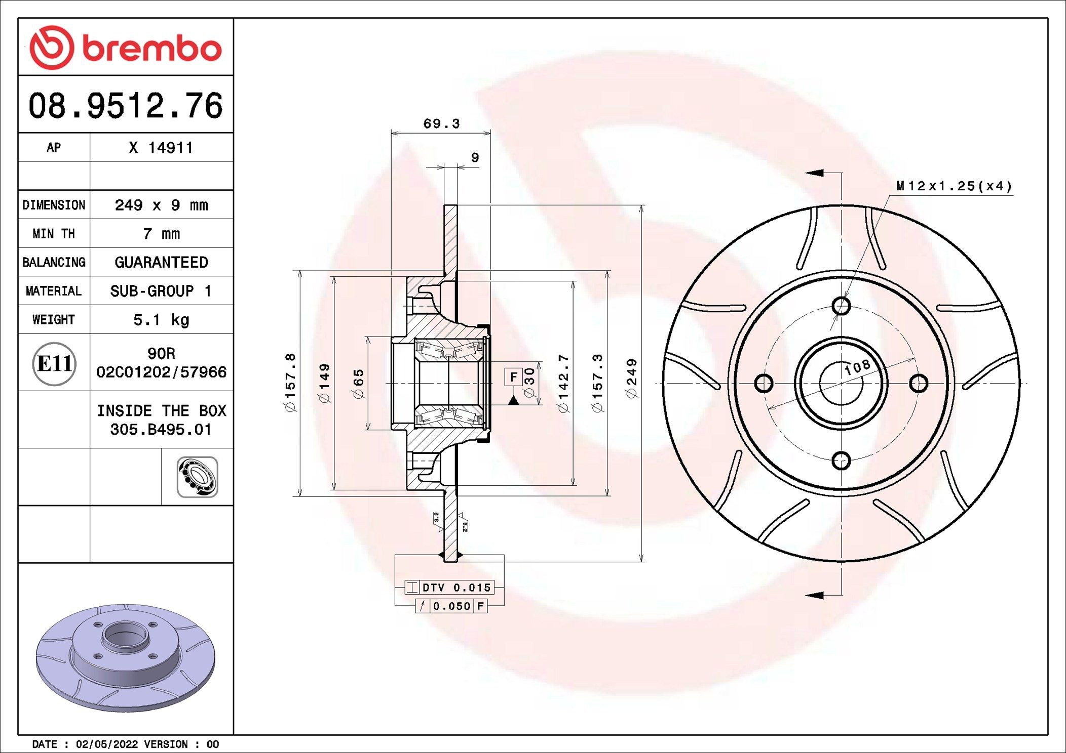 Купить 08951276 Brembo Диск тормозной задний
