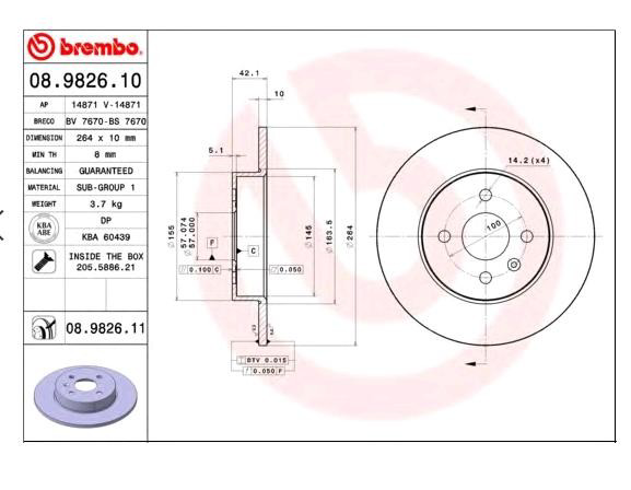 Задний тормозной диск Brembo 08982611 цена, от 33.84 USD