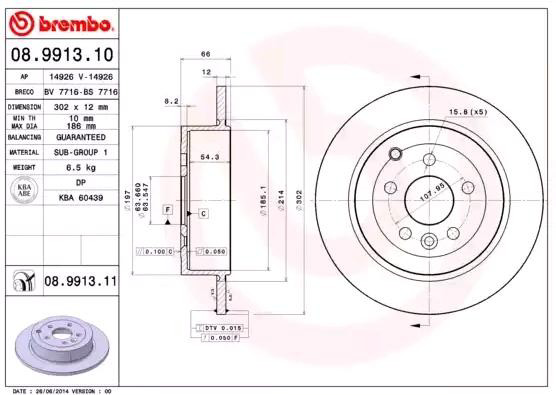 Тормозные диски 08991311 Brembo