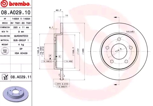 Тормозные диски 08A02911 Brembo