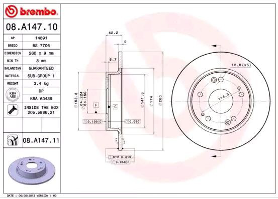 Тормозные диски 08A14711 Brembo