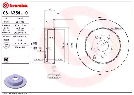 Задний дисковый тормоз Brembo 08A35410