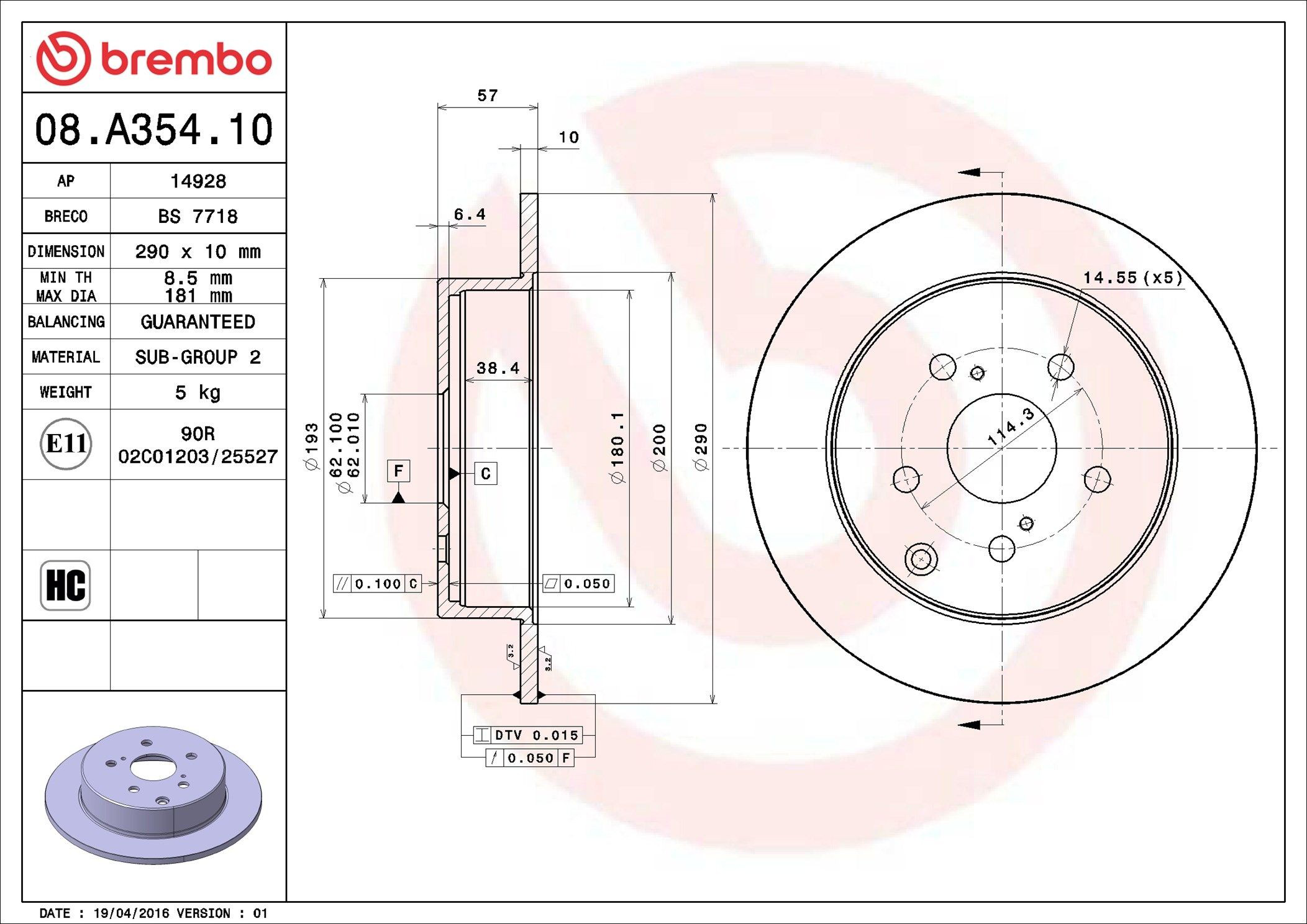 Купить 08A35410 Brembo Диск тормозной задний