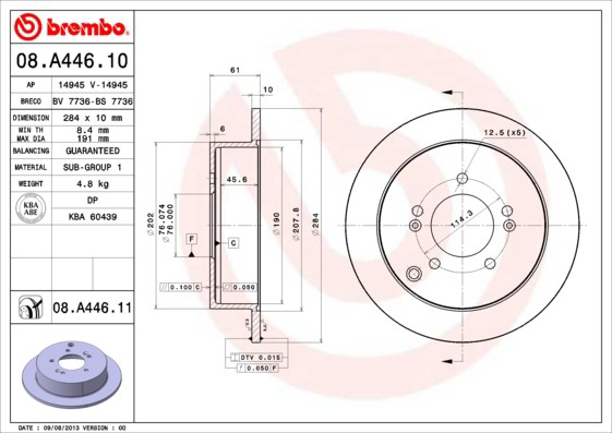 Задний дисковый тормоз Brembo 08A44611