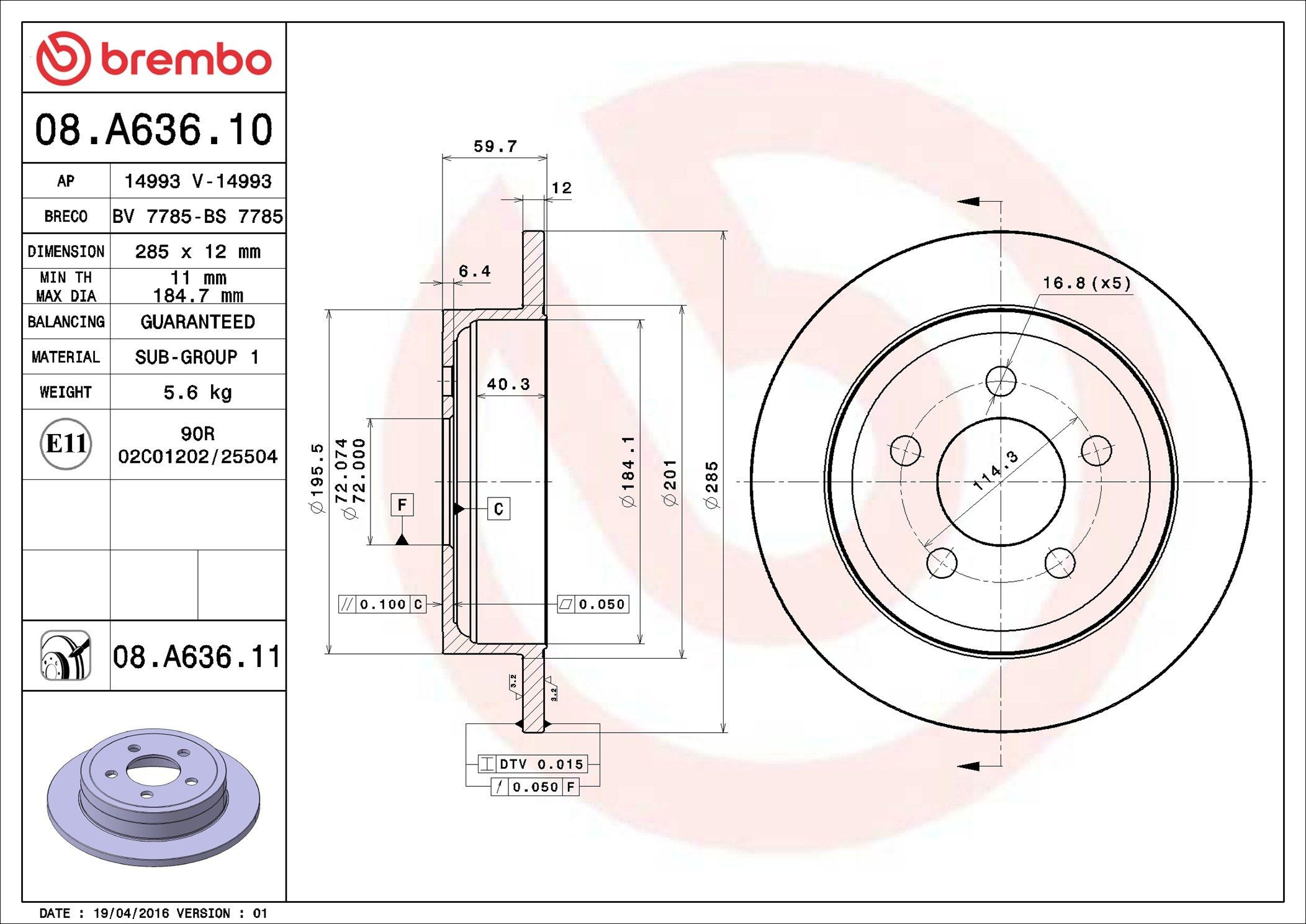 Задний тормозной диск Brembo 08A63610 цена, от 16.33 USD