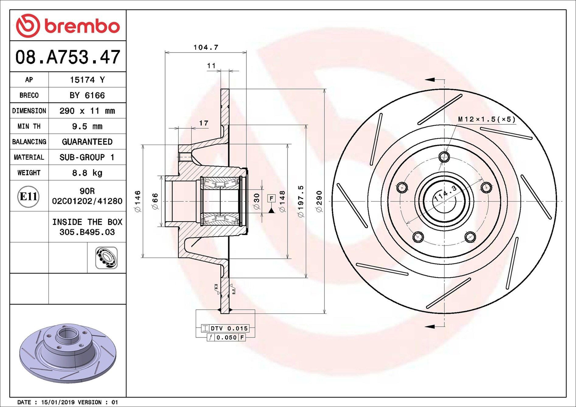 Задний тормозной диск Brembo 08A75347 цена, от 189.43 USD