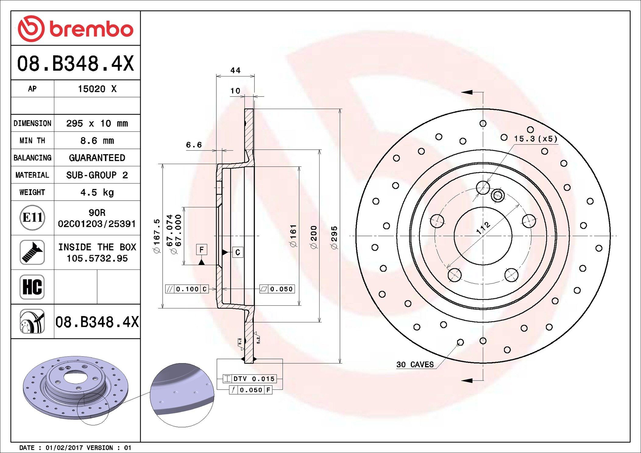 Тормозные диски 08B3484X Brembo