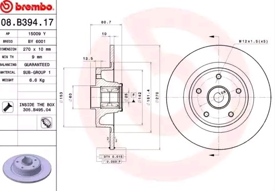 Тормозные диски 08B39417 Brembo