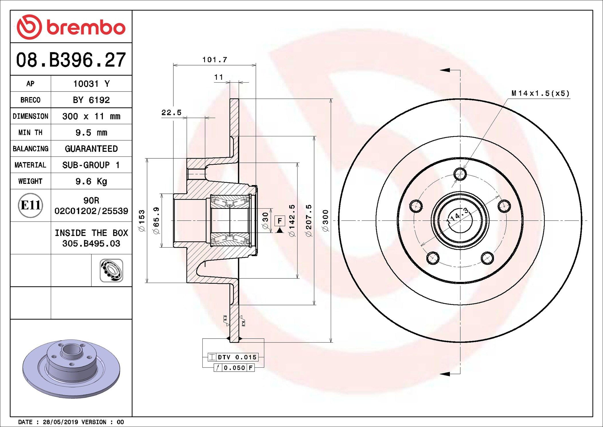 Задний тормозной диск Brembo 08B39627 цена, от 101.92 USD