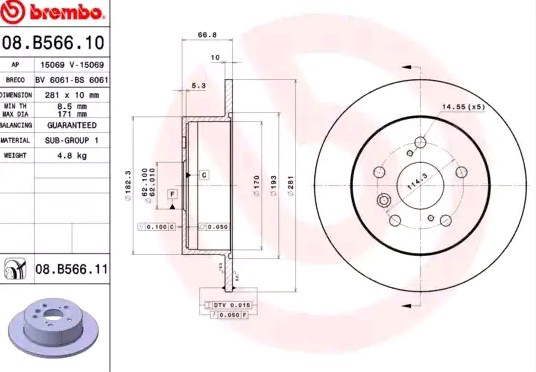 Тормозные диски 08B56611 Brembo