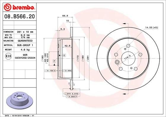 08B56621 Brembo Дисковый тормоз