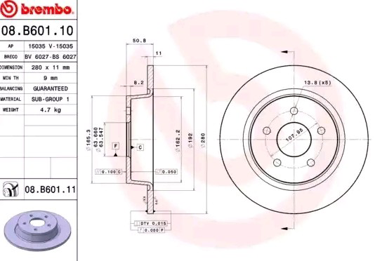 08B60111 Brembo Дисковый тормоз