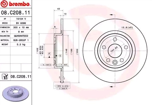 Купить 08C20811 Brembo Диск тормозной задний
