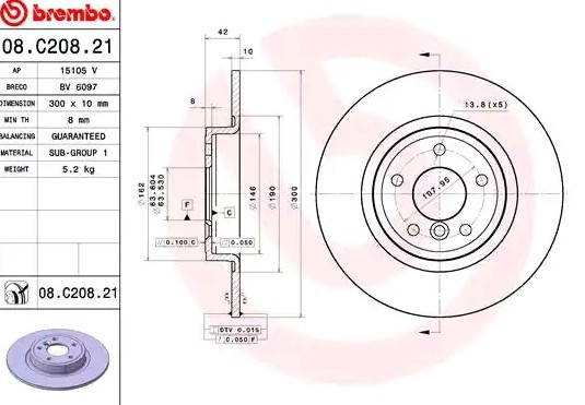 Купить 08C20821 Brembo Диск тормозной задний