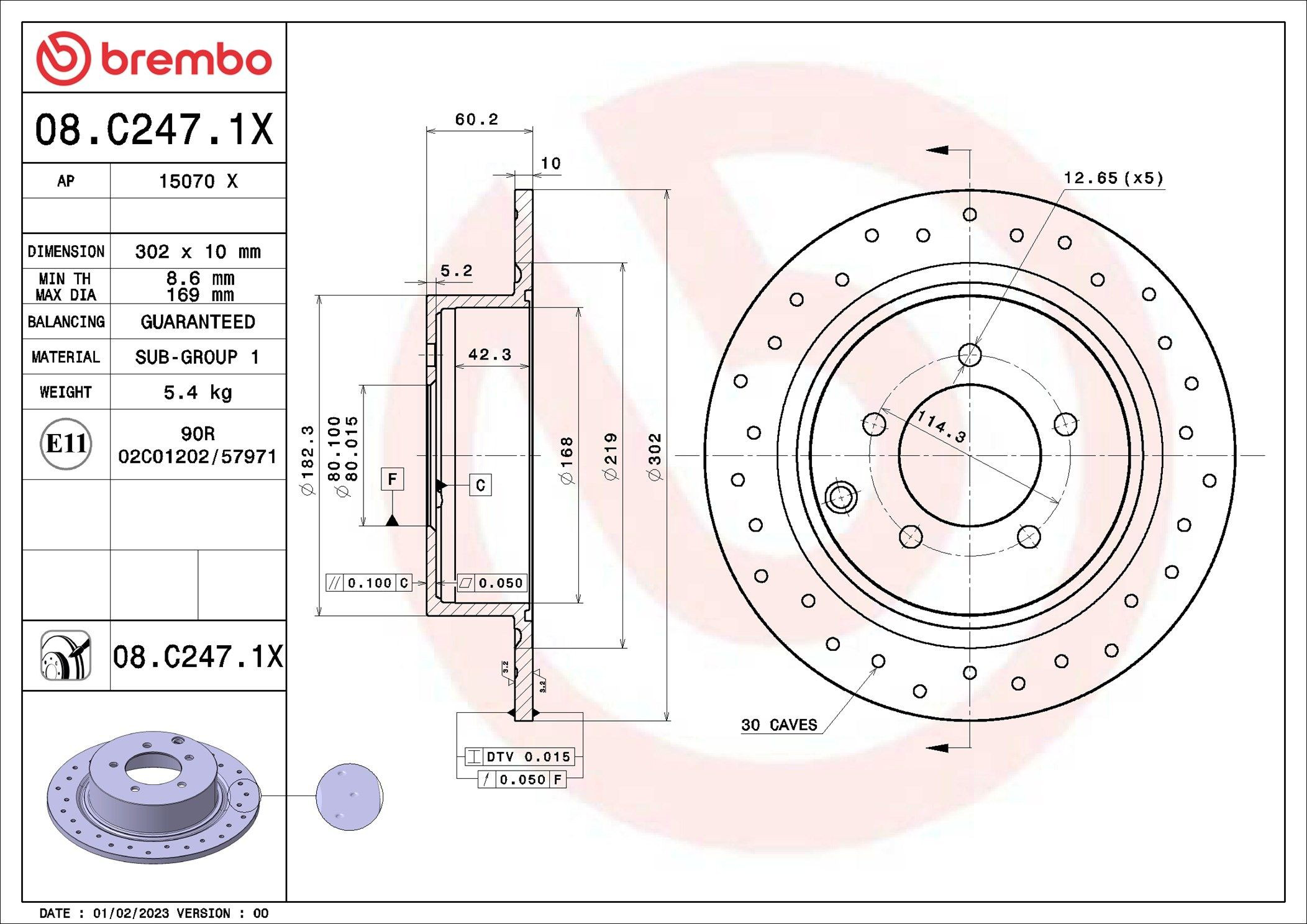 Задний тормозной диск Brembo 08C2471X цена, от 42.72 USD