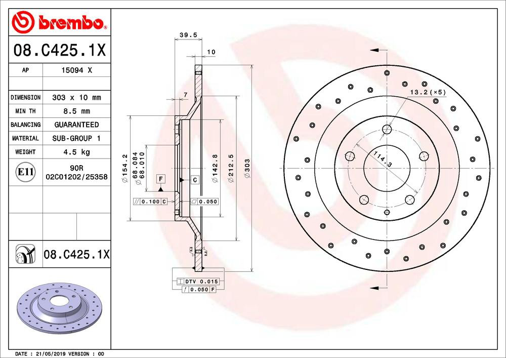 Тормозные диски 08C4251X Brembo