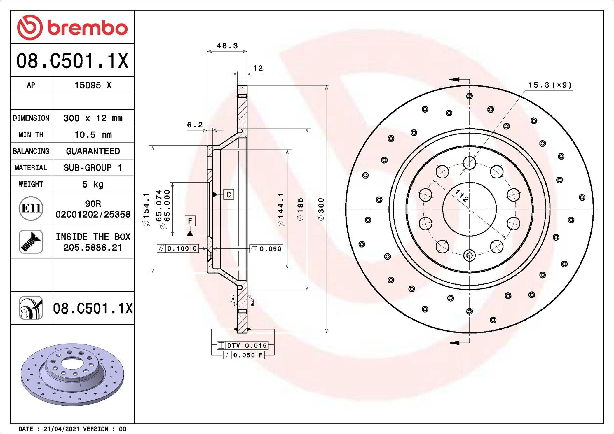 Тормозные диски 08C5011X Brembo