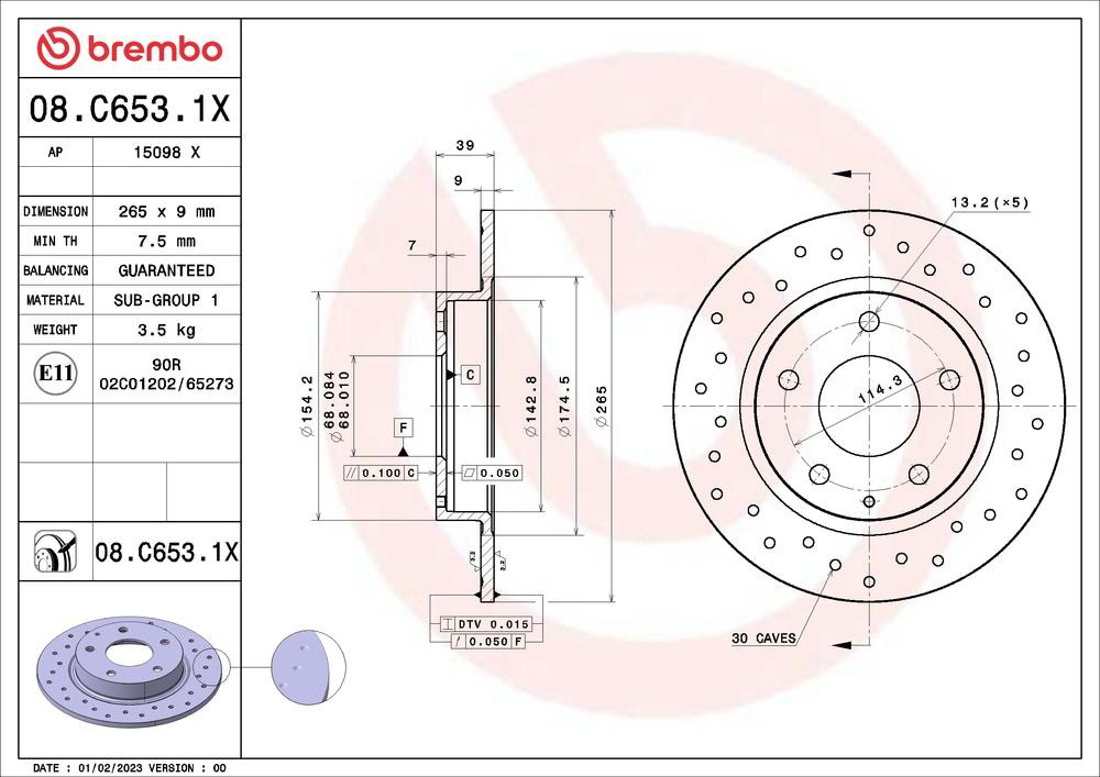Тормозные диски 08C6531X Brembo