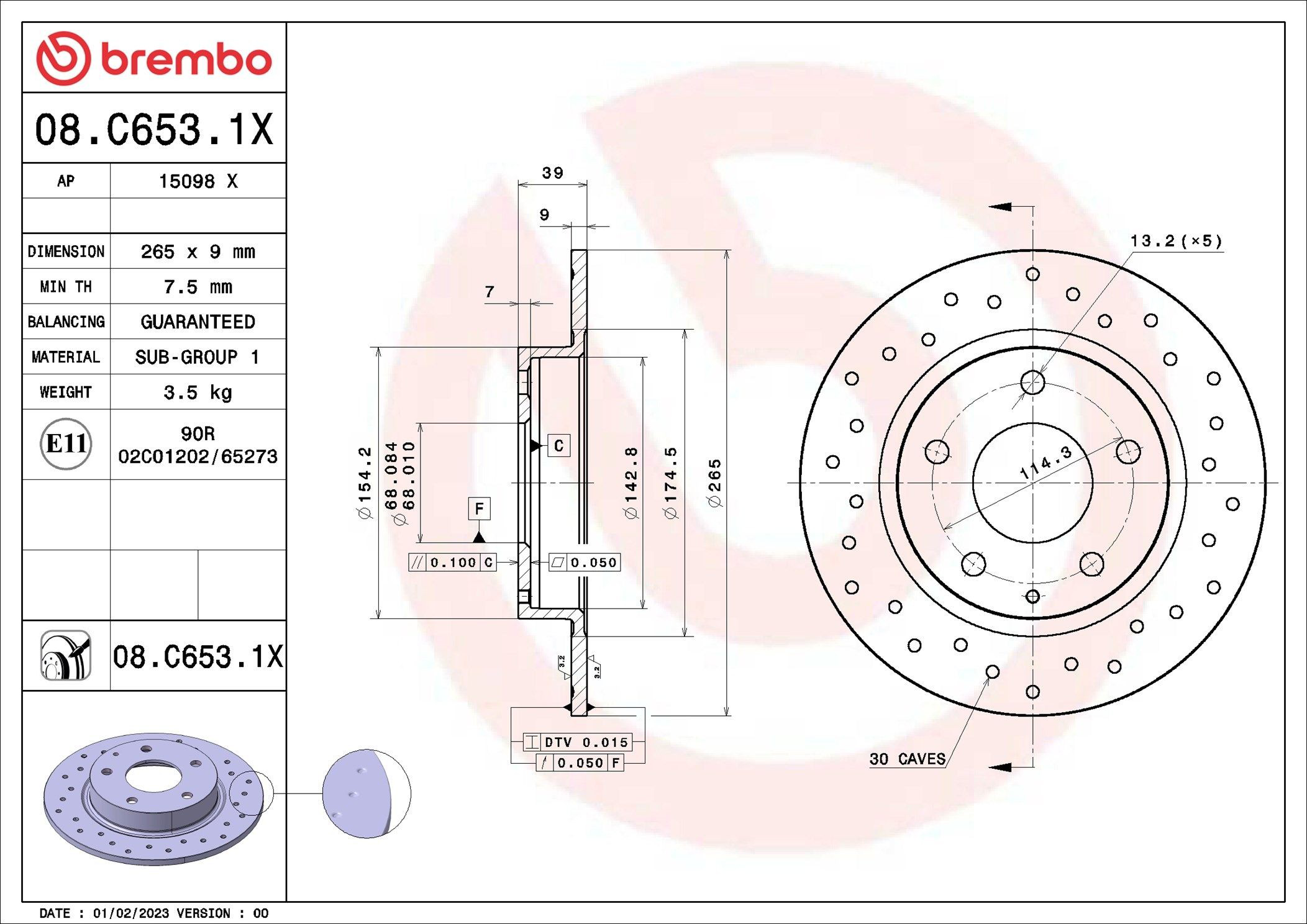 Задний тормозной диск Brembo 08C6531X цена, от 22.83 USD