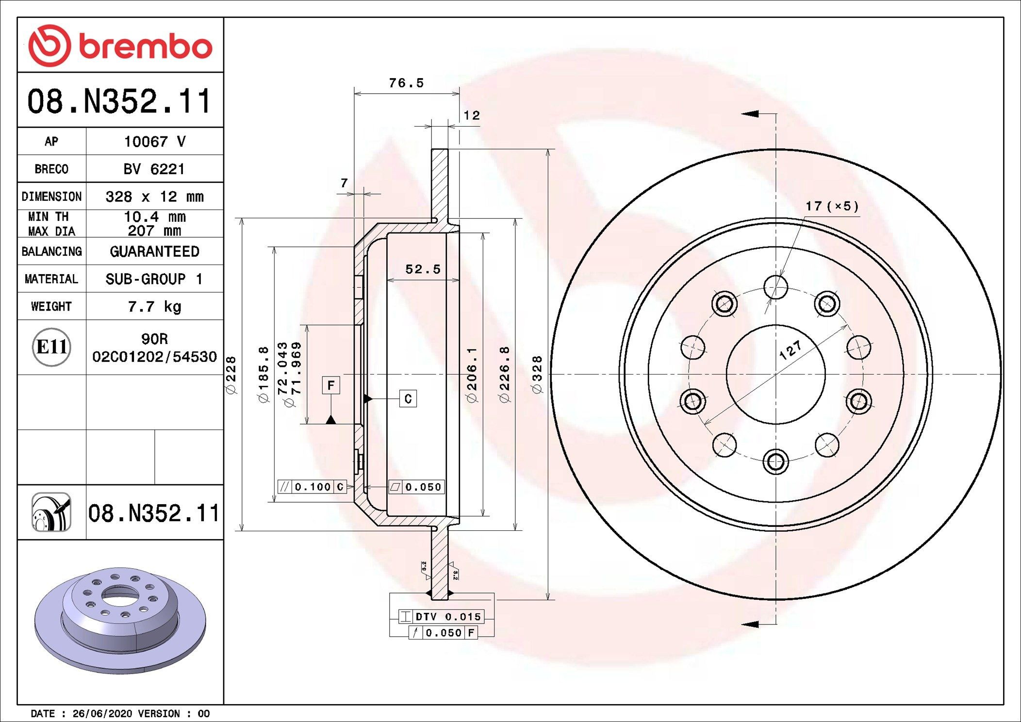 Задний тормозной диск Brembo 08N35211 цена, от 60.41 USD